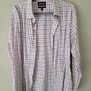 Bonobos Men's White and Purple Plaid Shirt